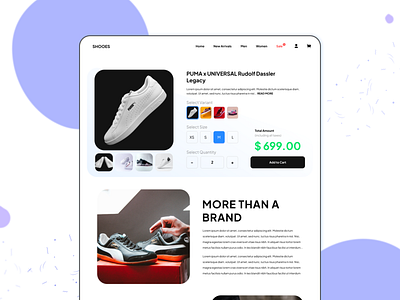Shooes - eCommerce Product Page Concept adidas concept design ecommerce figmadesign landing page nike product page shoes ui shopping cart shopping page ui single landing page single page ui web website design