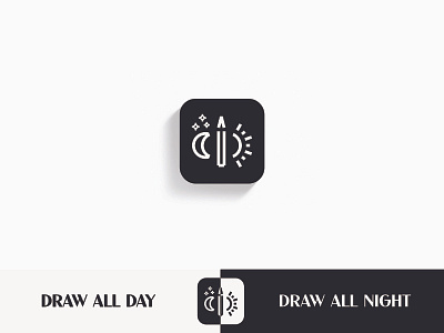 DRAW ALL DAY | PROCREATE ICON REDESIGN branding getcreativewithprocreate icon icon design logo logodesign logodesigner logomark minimalism moon procreate art simple logo stars sun vector