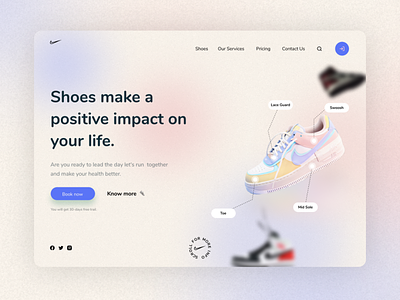 Nike shoes web design branding color pallet design glassmorphism graphic design trend ui uidesign uiux webdesign