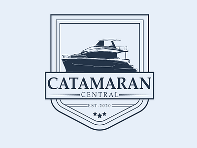 Catammaran logo branding design graphic design icon illustration illustrator logo ship logo typography vector vintage logo