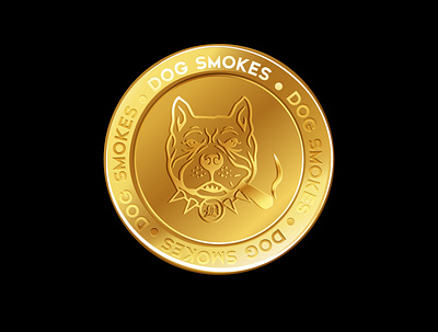 Dog smoke logo branding cannabis logo coin coin design coin logo design dog logo gold logo graphic design hemp logo illustration illustrator logo marijuana logo typography vector weed logo