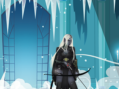 A snow Witch with a Bow to hunt arrow design assassins bow design drawing graphic design ice illustration killers legendary mascot palace portrait snow snow witch vector vector art white hair winter witch