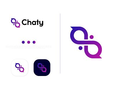 Abstract/iconic Logo Design - Chaty abstract logo branding chat logo chat logo ideas chatting app dialogue logo gradient logo iconic logo inspiration logo design logo ideas mahfuzswaron message logo minimalist logo purple logo violet logo