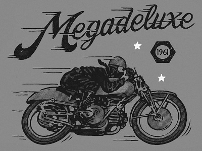 Megadeluxe grease handmade ink motorcycle pencil speed t shirt vintage