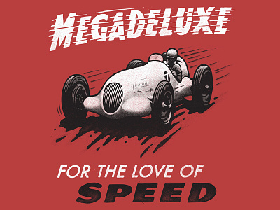 Megadeluxe 'race car' handmade illustration lettering racecar retro typography