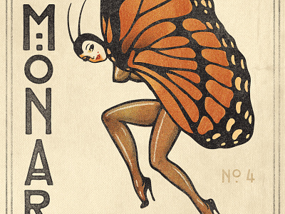 Monarch business card illustration monarch postcard typography vintage