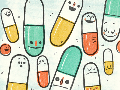 Uppers & Downers ink meds paper pills practice scrips