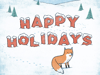 Happy Holidays christmas fox handmade holidays lettering new years trees