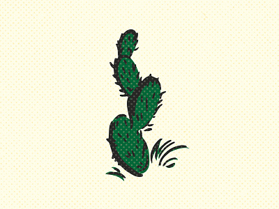 Cactus cacti cactus halftone illustration pokie retro sharp vintage