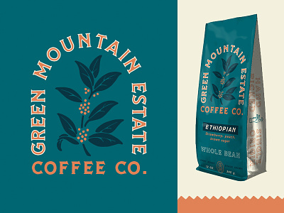 Green Mountian coffee illustration packaging