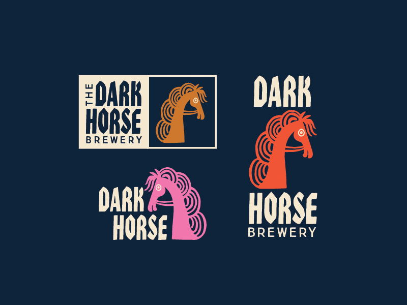 Dark Horse beer branding horse illustration lettering logo