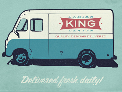 Delivered fresh! delivery truck design illustration retro self promo