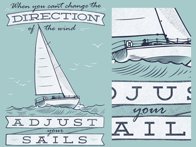 Adjust your sails graphic design illustration lettering oceanblue sailing type