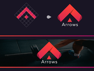 Logo for the gym | Arrows fitness logo bevel brand identity brandng concept diet dumbbell dumbbell logo fitness fitness illustration gradient gyms hark negative space personal trainer running sports sports style symbol weight workout