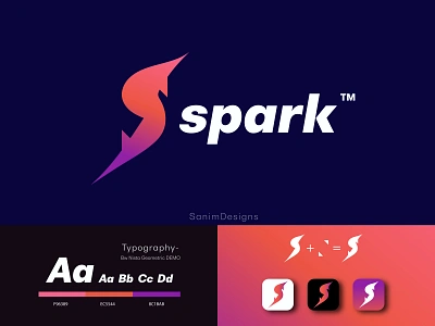 Spark Modern Logo Design | "S" letter logo abstract abstract logo app logo apps brand identity brand identity branding brand identity design business logo design gradient logo icon icons logo designer logo trends 2020 logo trends 2021 logotype logotypes minimal modern logo vector