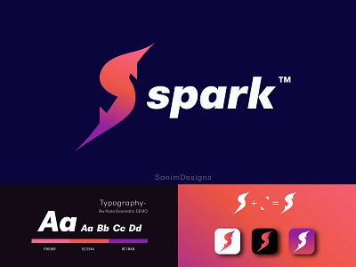 Spark Modern Logo Design | "S" letter logo abstract abstract logo app logo apps brand identity brand identity branding brand identity design business logo design gradient logo icon icons logo designer logo trends 2020 logo trends 2021 logotype logotypes minimal modern logo vector