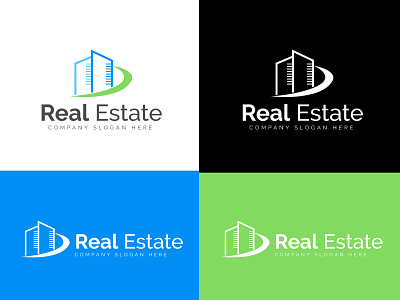 Real Estate logo free | Luxury real estate logo advertising agent club estate logo purple real real estate roots skyscrapers spectrum turquoise