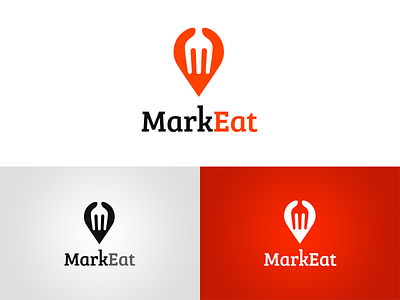 Logo for a Eatery Marketing Fusion of a Fork and Location Pin