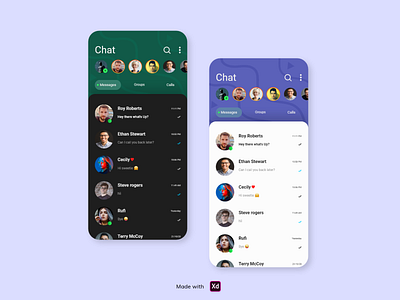 Chat UI chat design minimal ui uidesign userinterface xd