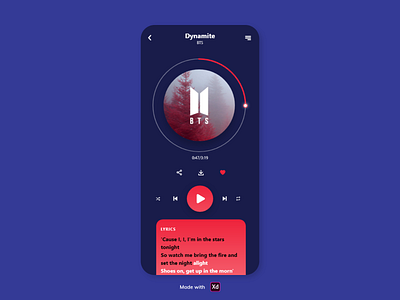 Music Player Ui app design flat illustration minimal ui uidesign userinterface xd