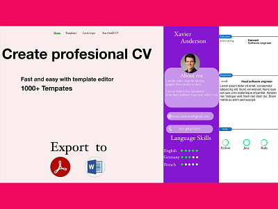 Website for CV adobexd beginner cv webdesign website design