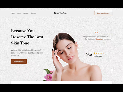 Glow to Go - Hero Section Spa 🧘🏻‍♀️ animation app beauty beauty website branding clean design minimalist skin skin website spa spa website ui web