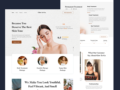 Glow to Go - Spa Website 🧘🏻‍♀️ app beauty beauty website branding clean design minimalist salon skin spa spa website ui ux web