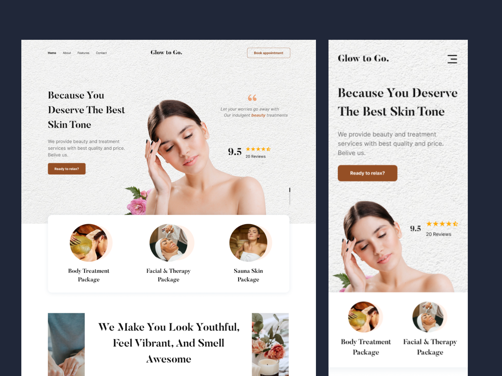 Glow to Go - Spa Responsive Website 🧘🏻‍♀️ by Panda Design 🐼 for Waiki ...