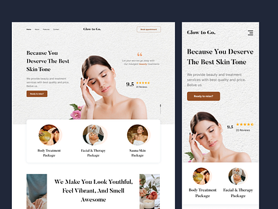 Glow to Go - Spa Responsive Website 🧘🏻‍♀️ app beauty beauty website branding clean design minimalist skin skin website spa spa website ui web
