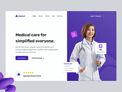 Medtech - SaaS Landing page 🩺. animation appointment booking branding clean design doctor doctor landingpage doctor websites healthly landingpage medical minimalist ui ux web websites