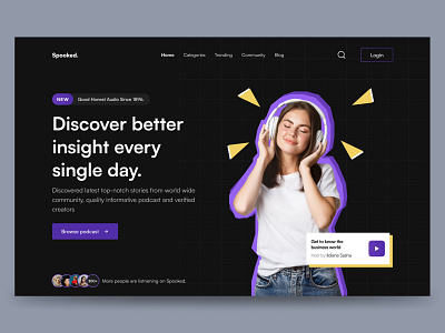 Spooked - Hero Section Exploration 🎙 by Panda Design 🐼 on Dribbble