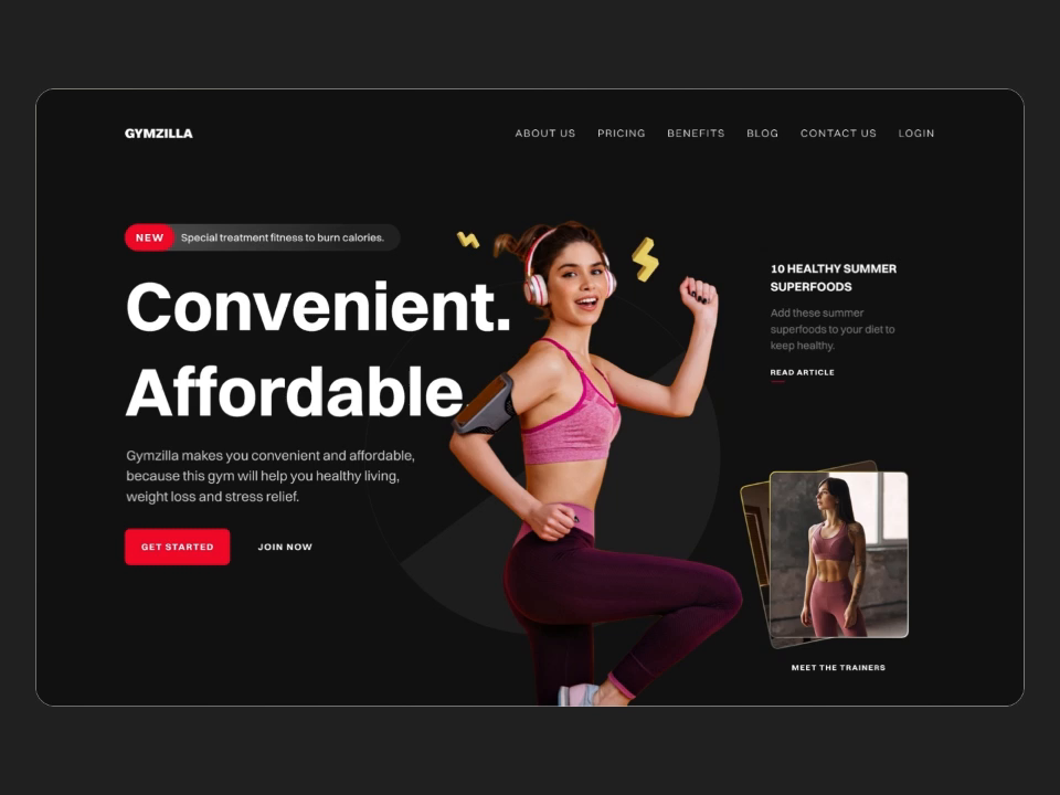 Gymzilla - Hero Section Websites 💪🏼 by Panda Design 🐼