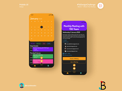 Week 3 #ToDesignChallenge - When's My Meeting (Dark Mode) figma meeting meeting app mobile app mobile ui photoshop schedule schedule app ui uidesign