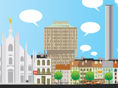 Detail (Buongiorno Milano) cities illustration milan milano pisapia politics skyline vector