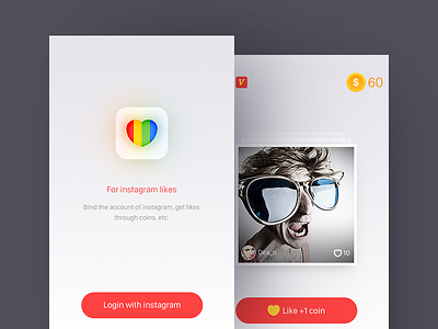 For Likes app coin instagram like ui ux