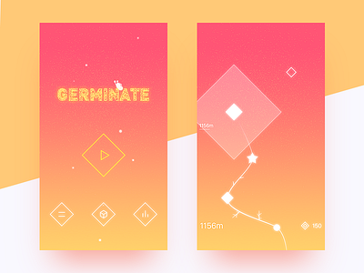 Germinate app dream game homepage orange pink ui ux