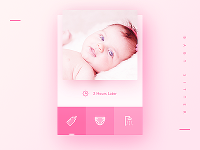 Baby sitter baby sitter card daily ui line icon pink