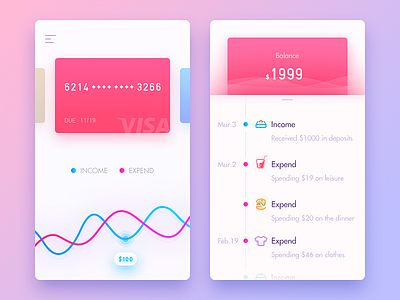 Payment app balance clean daily ui list payment pink simple to do ui ux