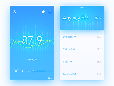 FM app blue daily ui fm play process simple ui ux