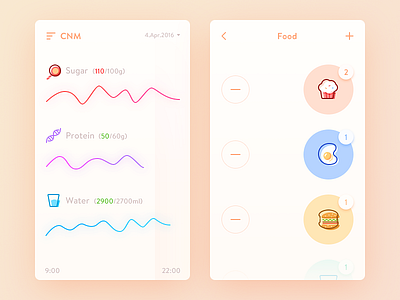CNM app clean cnm daily ui health illustration nutritional simple ui ux