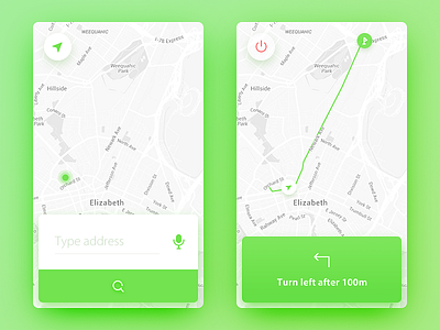 GPS Navigation app daily ui gps green map navigation simple ui ux