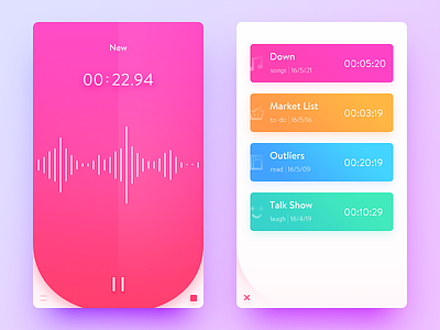 Voice Memos app clean color daily ui memos pink recorder simple ui ux voice
