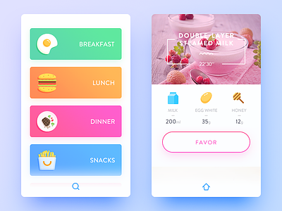 Cooking app breakfast color cook daily ui dinner illustration lunch simple snacks ui ux