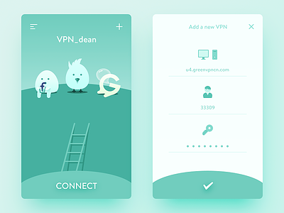 VPN app connect daily ui green illustration set ui ux vpn