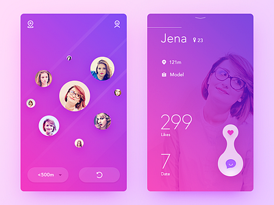 People Nearby app clean color daily ui date nearby pink purple simple ui ux