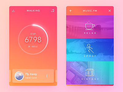 Walking Mode app clean color daily ui fm redesign simple tracker ui ux walk wechat