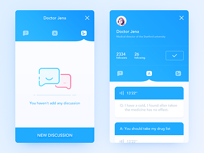 Doctor app blue clean color daily ui discuss doctor illustration simple ui ux