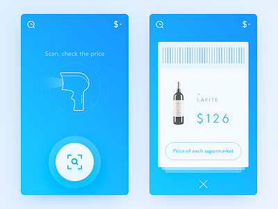 Check the Price app blue card clean color daily ui illustration price scan simple ui ux