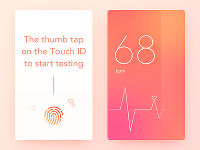 Heart Rate app clean color daily ui heart pink rate simple touch id ui ux