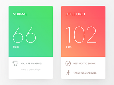 Test Results app card clean color daily ui heart rate result simple test ui ux
